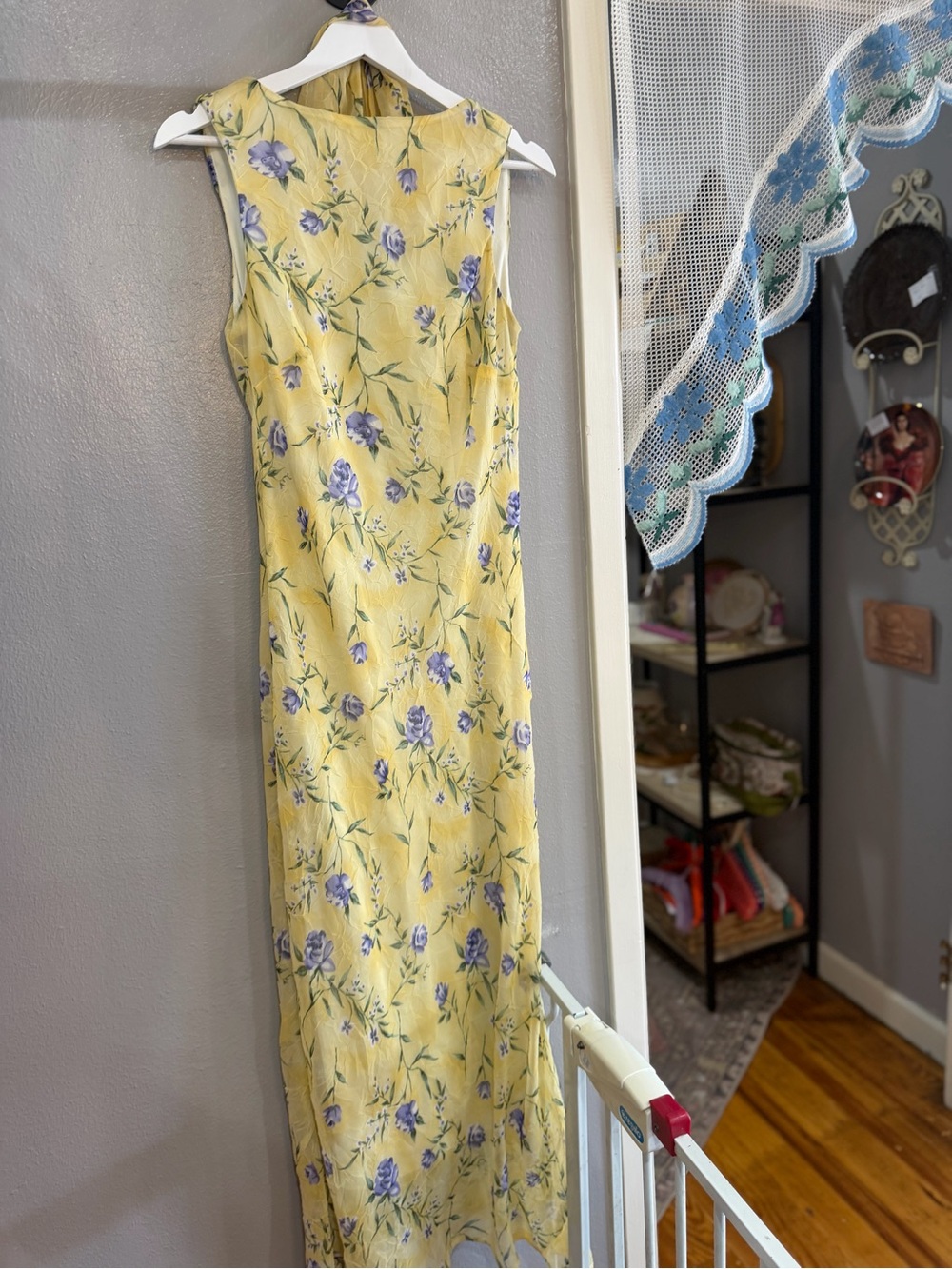Michele Yellow Maxi Dress with Lavender Floral Print